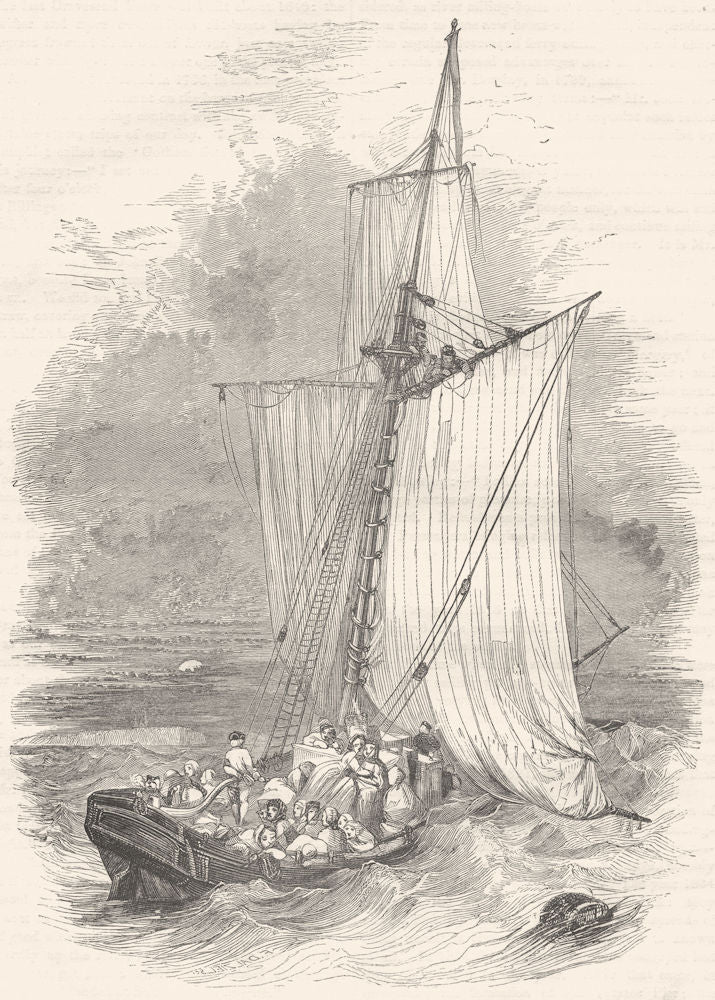 SHIPS. The Hoy Becalmed 1850 old antique vintage print picture